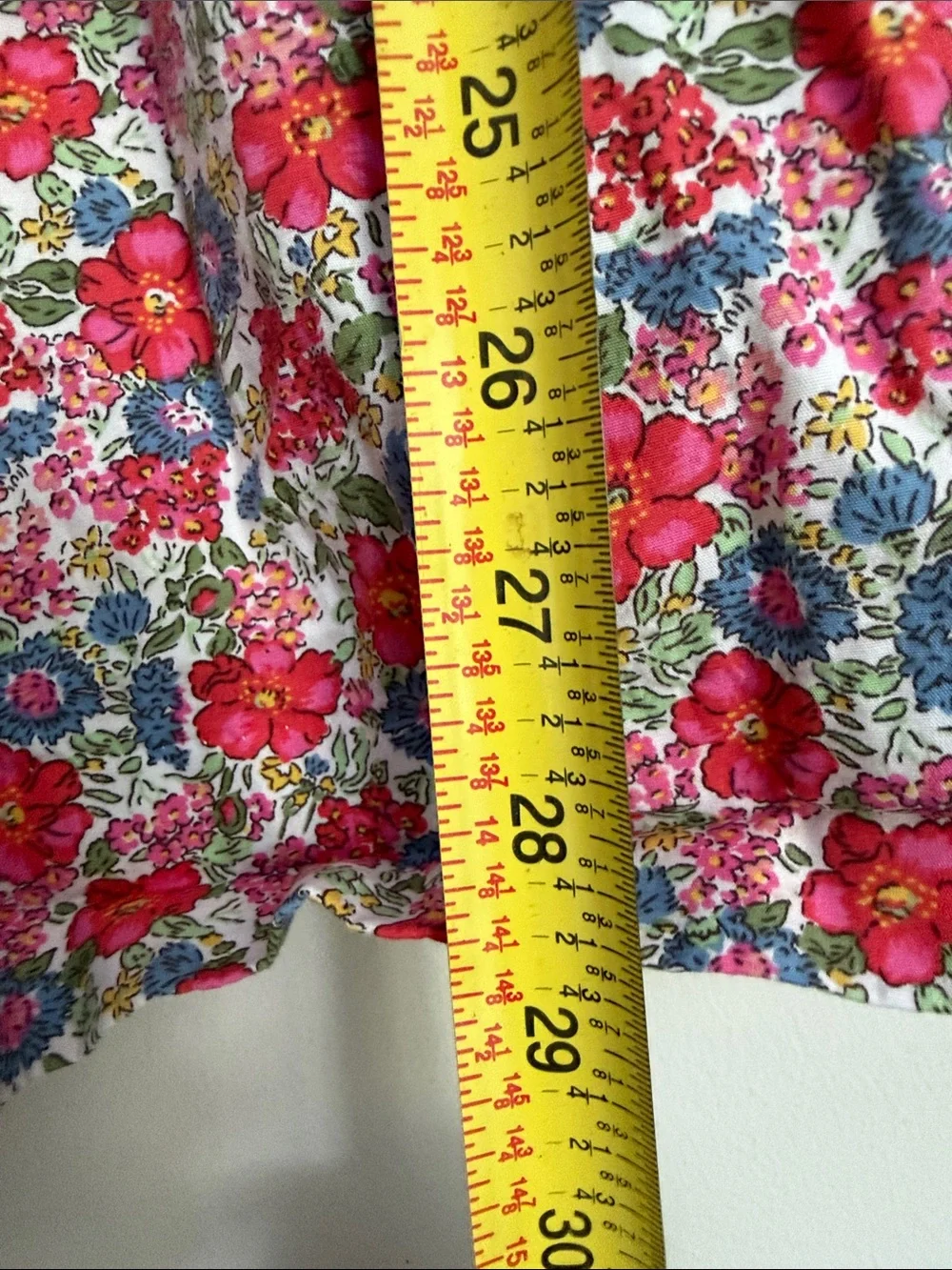 Ralph Lauren Girls Red & Blue ditsy Floral Cotton Dress sleeveless pockets 12